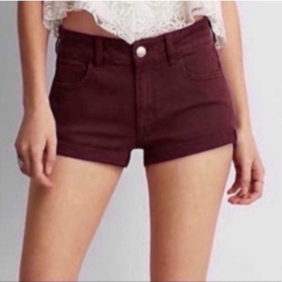 American Eagle Outfitters Pants - American Eagle Red High Rise Shortie Shorts